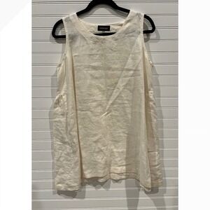 Eskandar 100% Linen Sleeveless Tunic Top Cream Size 0